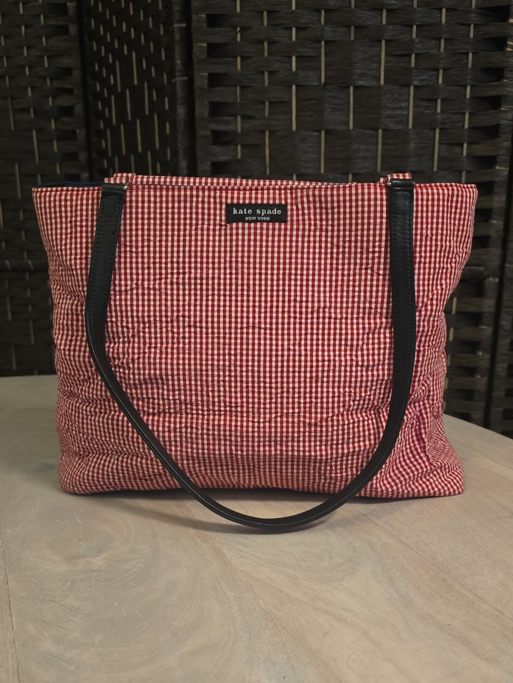 Kate Spade Vintage Y2K Red Gingham Plaid Shoulder Bag Tote